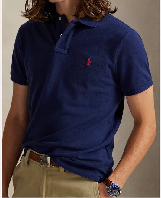 R L po.lo original collar navy blue custom slim fit tshirt d65 yc