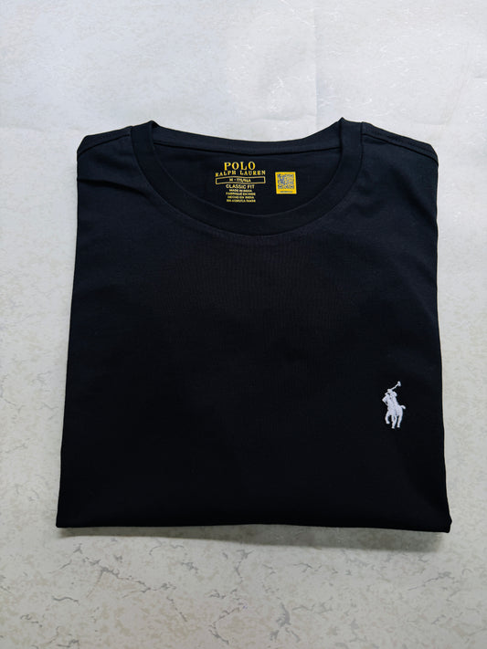 R L classic fit black crew neck T-shirt d01