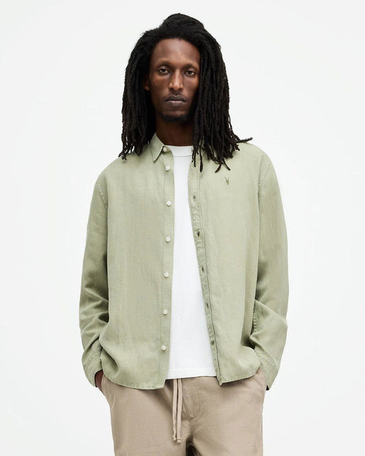 All sain.ts green original linen blend shirt