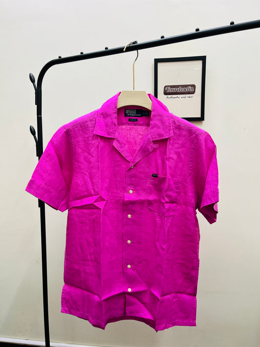 R L PO.LO original pink linen shirt