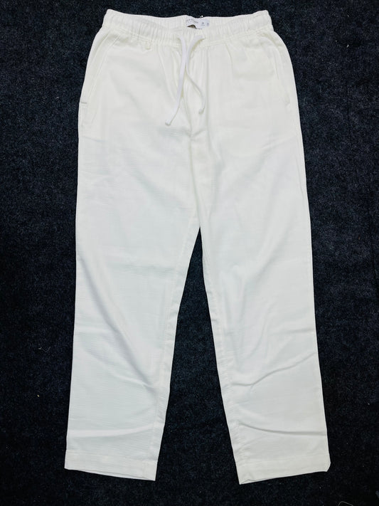 Denim & flower white pants d84