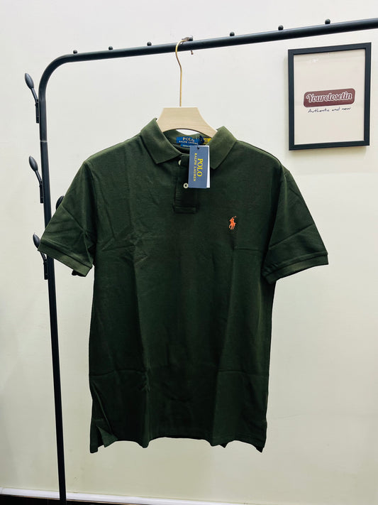 R L PO.LO collar olive T-shirt